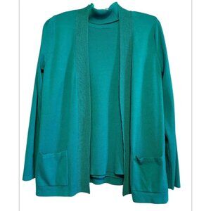 Jones New York Green Long Sleeve Sweater & Cardigan Set Office Casual Chic Size